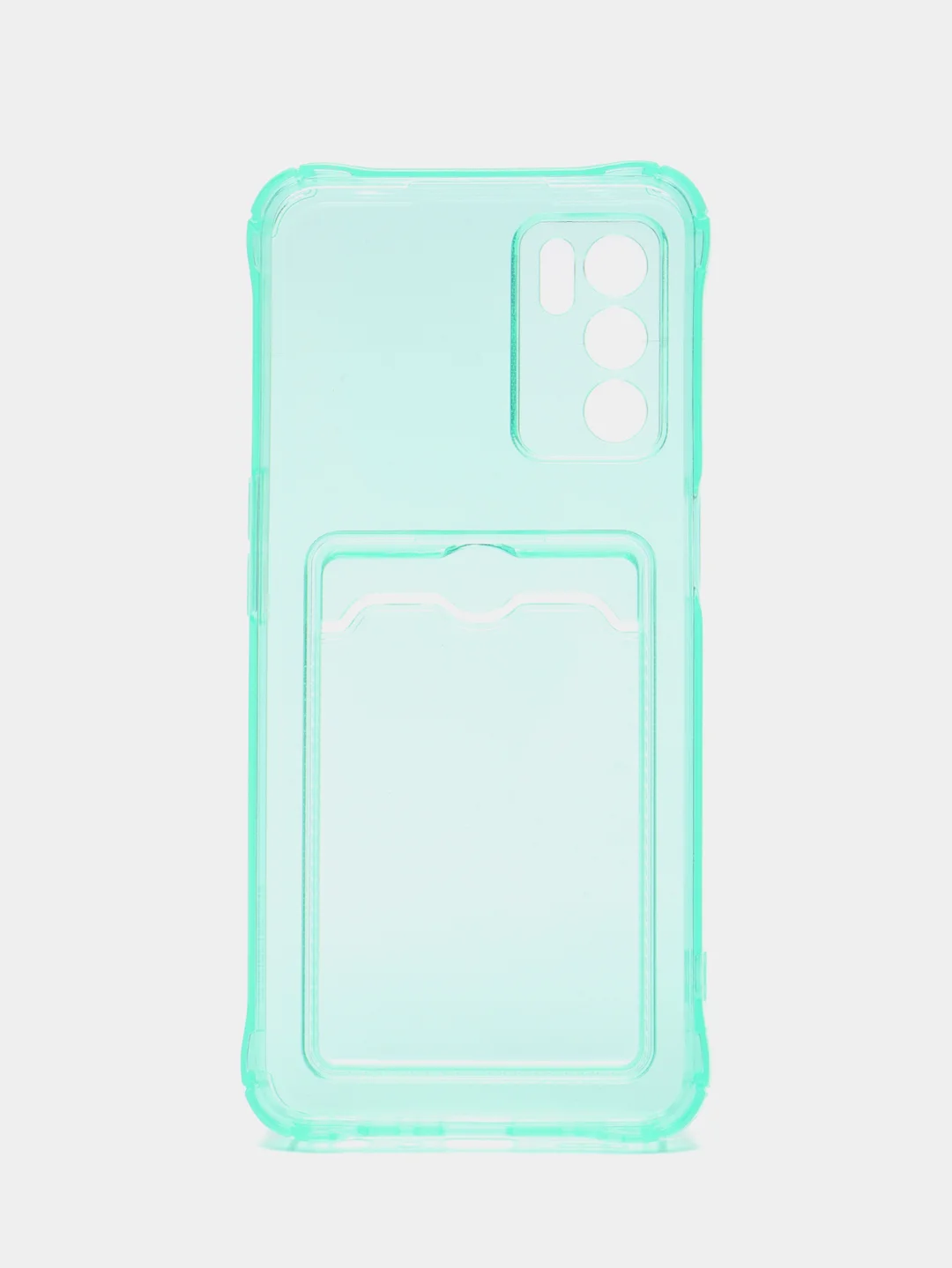 Бирюзовый чехол OPPO A16, A17, Realme C30, C31, Realme C33, C35 противоударный с каманом под карту