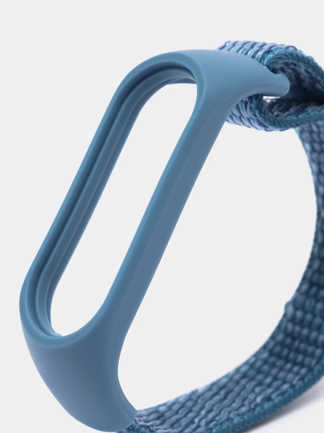 Голубой ремешок на липучке для Xiaomi Mi Band 3, 4, 5, 6, 7 Сяоми Ми Банд, тканевый, нейлоновый