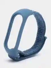 Голубой ремешок на липучке для Xiaomi Mi Band 3, 4, 5, 6, 7 Сяоми Ми Банд, тканевый, нейлоновый
