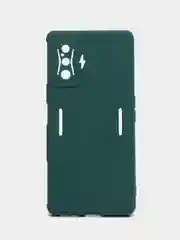 Тёмно-зелёный чехол для Xiaomi Poco F4 GT (Поко Ф4 Джити) силиконовый, черный, матовый, с защитой камеры
