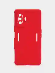 Красный чехол для Xiaomi Poco F4 GT (Поко Ф4 Джити) силиконовый, черный, матовый, с защитой камеры