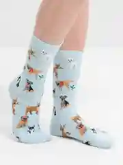 Голубой носки с принтом "Cool", унисекс