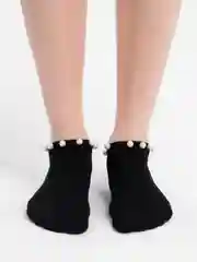 Черный носки короткие, с жемчугом