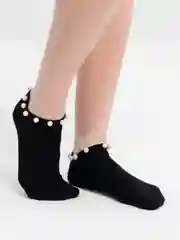 Черный носки короткие, с жемчугом