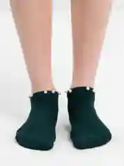 Бежевый носки короткие, с жемчугом