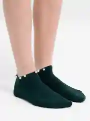 Бежевый носки короткие, с жемчугом