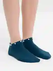 Синий меланж носки короткие, с жемчугом