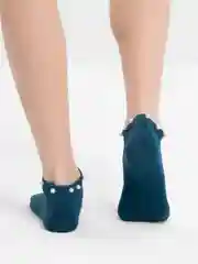Синий меланж носки короткие, с жемчугом