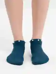 Синий меланж носки короткие, с жемчугом