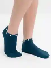 Синий меланж носки короткие, с жемчугом