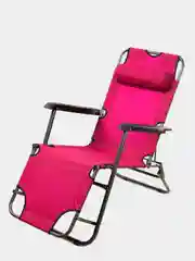 Розовый шезлонг пляжный складной с подушкой, 153х60х80 cм