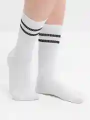 Носки женские, белые, высокие, в полоску