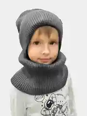 Серебряный шапка и снуд для мальчика, на флисе