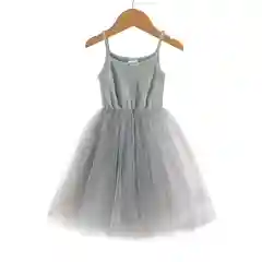 Серый платье детское, с пышной фатиновой юбкой
