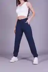 Синий меланж женские спортивные штаны на резинке, синие