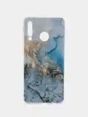 Голубой чехол на Huawei P30 Lite/Honor 20S/20 Lite 2020 / Хонор 20 Lite прозрачный, с рисунком