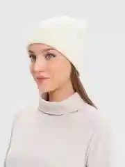 Молочный шапка-бини женская МАФФИН, вязаная, весна-осень
