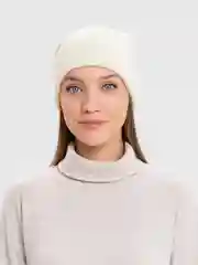 Молочный шапка-бини женская МАФФИН, вязаная, весна-осень