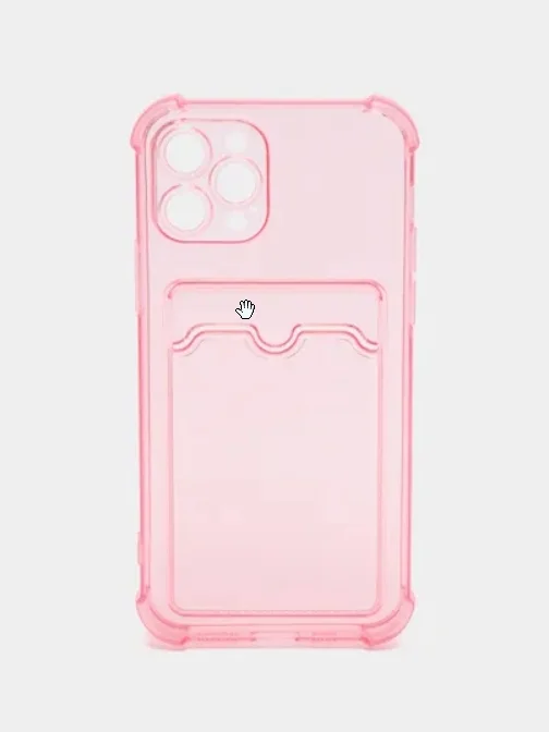 Розовый чехол для iPhone 12 Pro, с карманом для карт
