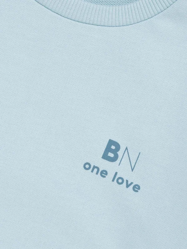 Голубой свитшот детский Bossa Nova One love light оверсайз, хлопковый, базовый