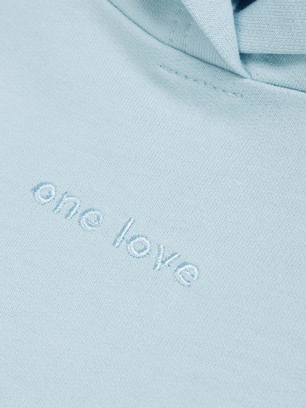Голубой худи для девочки Bossa Nova One love light оверсайз, с капюшоном, хлопковое