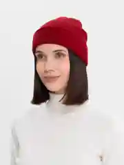 Бордовый шапка без отворота, гладкая