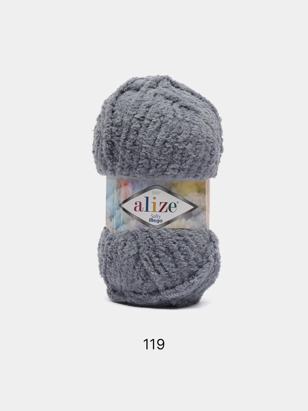 Серый пряжа Alize Softy mega (Ализе софти мега), 100 г, 70 м