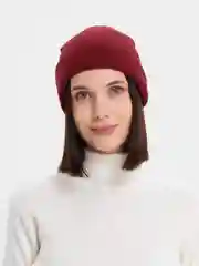Бордовый шапка бини женская мужская вязаная