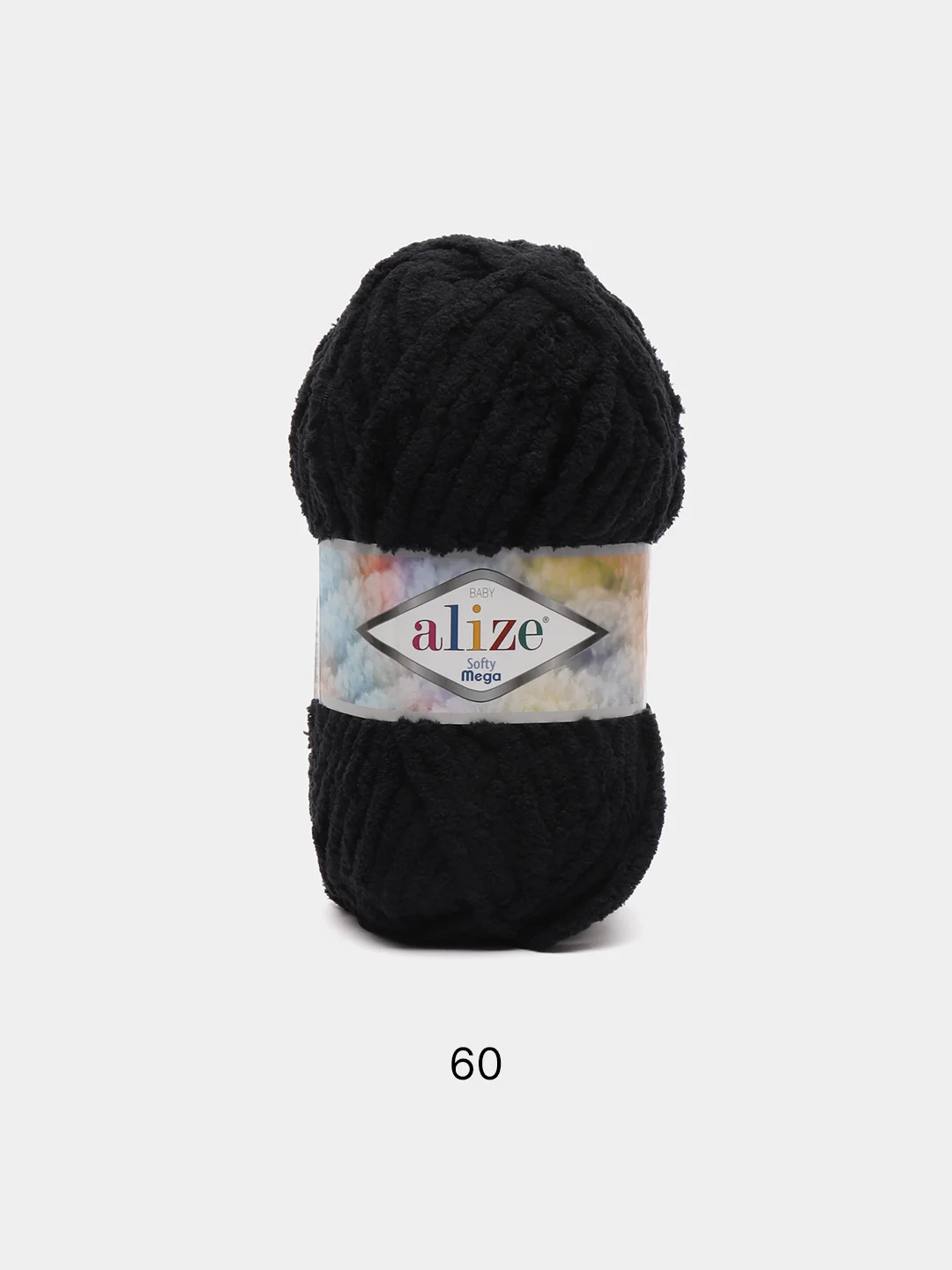Черный пряжа Alize Softy mega (Ализе софти мега), 100 г, 70 м