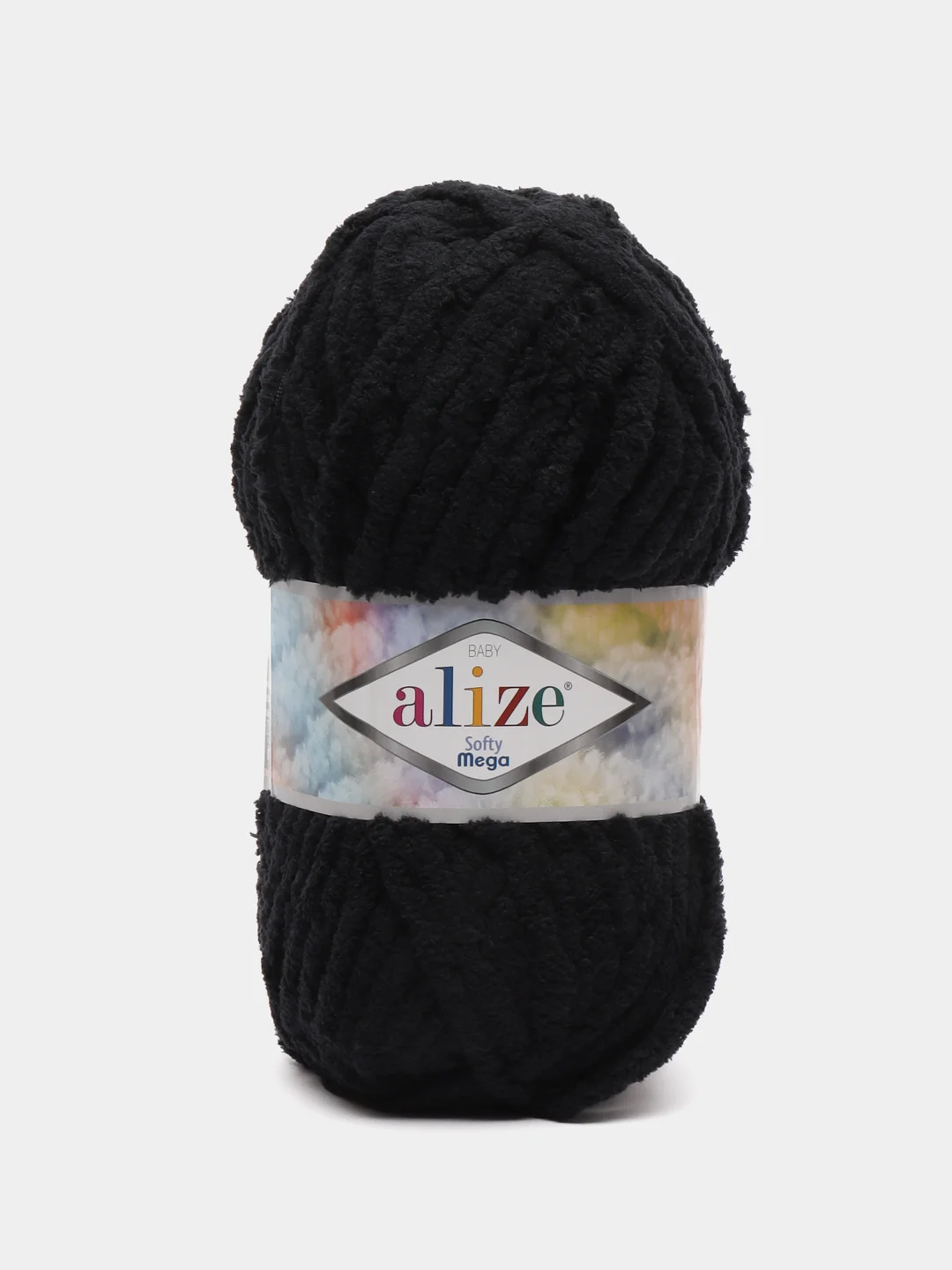 Черный пряжа Alize Softy mega (Ализе софти мега), 100 г, 70 м