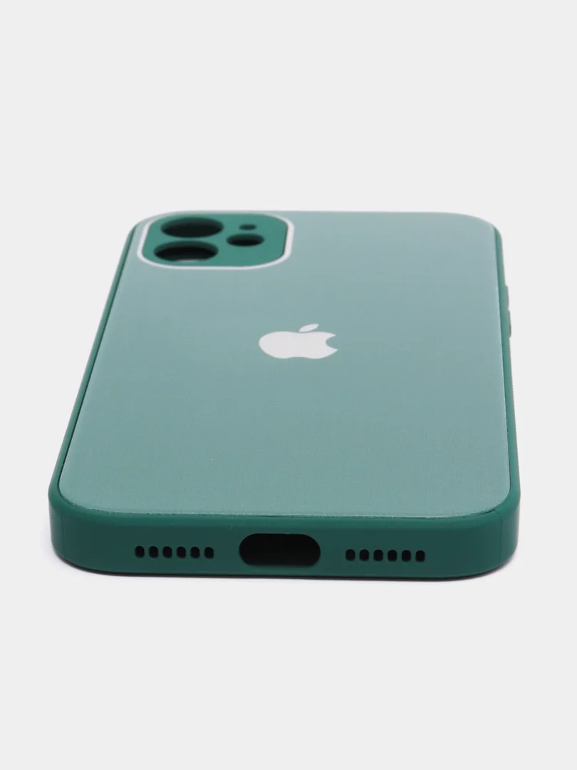 Зеленый чехол для iPhone 11, силиконовый, со стеклянной панелью