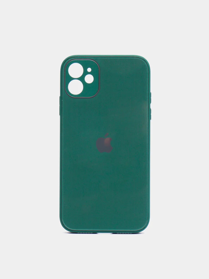 Зеленый чехол для iPhone 11, силиконовый, со стеклянной панелью