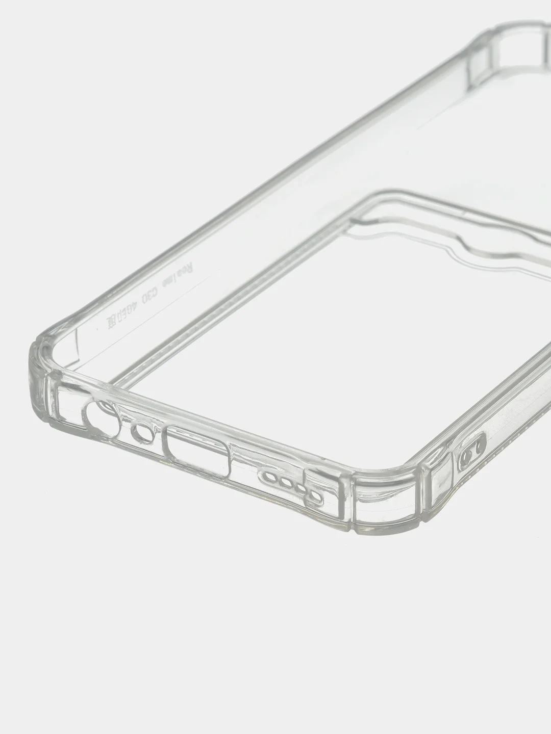 Прозрачный чехол прозрачный на Realme С31 C35 силиконовый с карманом для карт Реалми