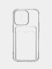 Чехол на iPhone 11, 12, 13, 14 Pro, 7/8/SE 2020, XR с карманом для карт, силиконовый