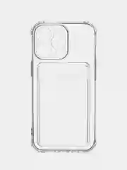 Чехол на iPhone 11, 12, 13, 14 Pro, 7/8/SE 2020, XR с карманом для карт, силиконовый