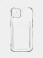 Чехол на iPhone 11, 12, 13, 14 Pro, 7/8/SE 2020, XR с карманом для карт, силиконовый