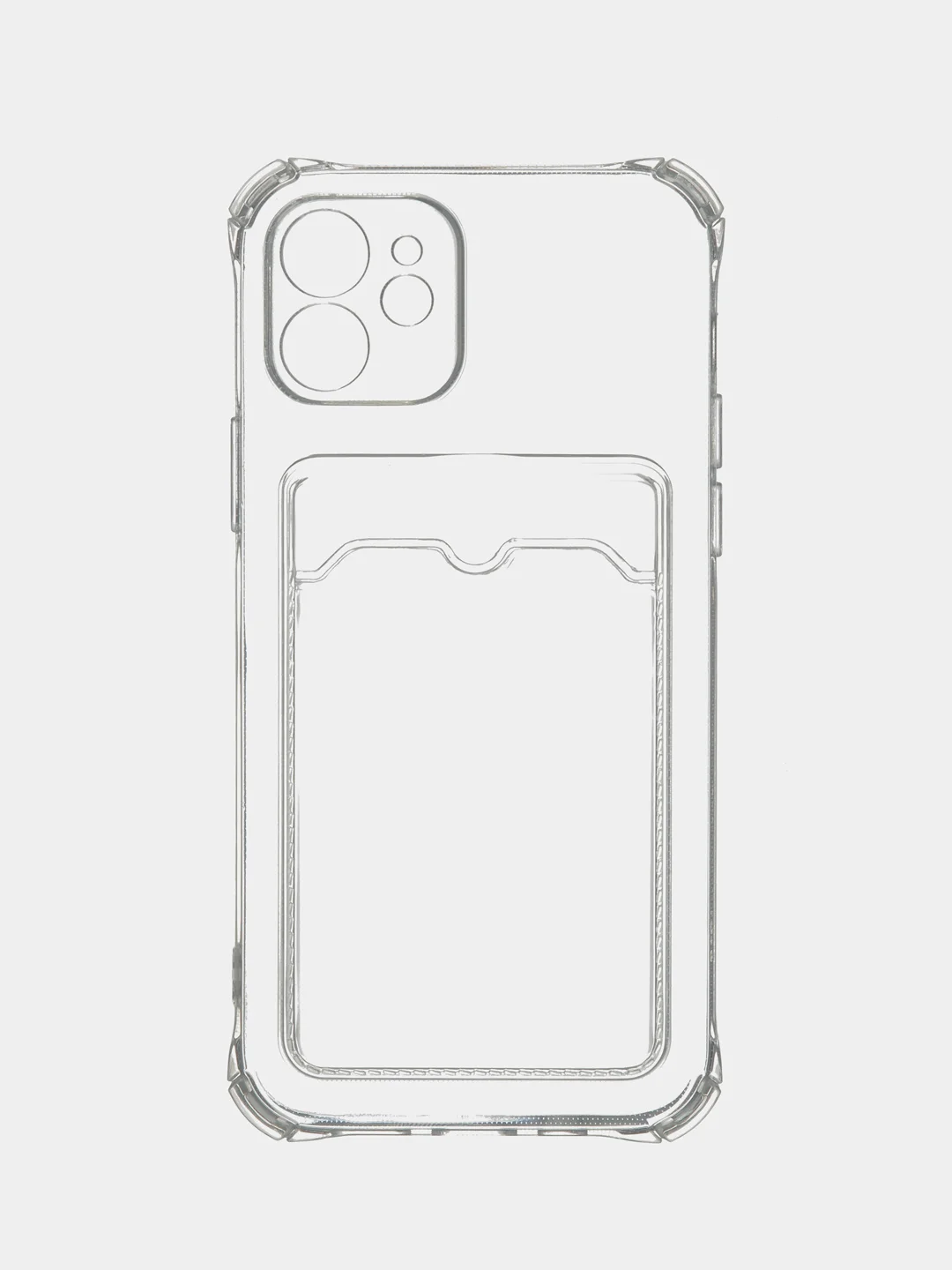 Чехол на iPhone 11, 12, 13, 14 Pro, 7/8/SE 2020, XR с карманом для карт, силиконовый
