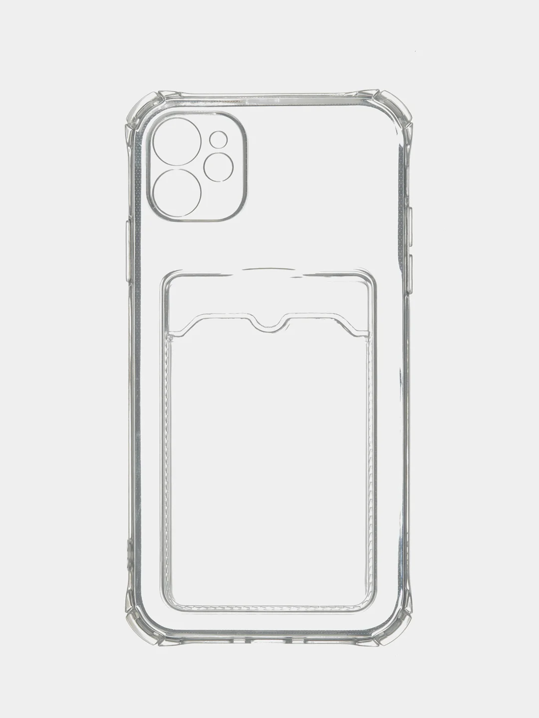 Чехол на iPhone 11, 12, 13, 14 Pro, 7/8/SE 2020, XR с карманом для карт, силиконовый