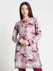 Розовый туника женская домашняя из хлопка, мусульманское платье, рубашка, удлиненное, трикотажное