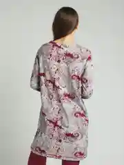 Розовый туника женская домашняя из хлопка, мусульманское платье, рубашка, удлиненное, трикотажное