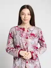 Розовый туника женская домашняя из хлопка, мусульманское платье, рубашка, удлиненное, трикотажное