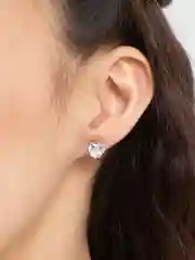 Серьги и кулон "На леске", сердечко, цвет белый в серебре