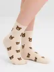 Бежевый носки с мишками, женские