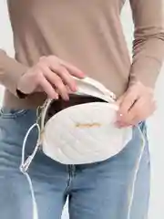Белый сумка женская, круглая, через плечо