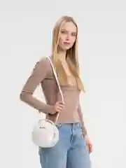 Белый сумка женская, круглая, через плечо