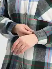Синий меланж рубашка женская в клетку, утепленная,оверсайз