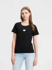 Черный женская футболка с принтом