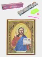 Бордовый алмазная мозаика-икона "Иисус Христос"