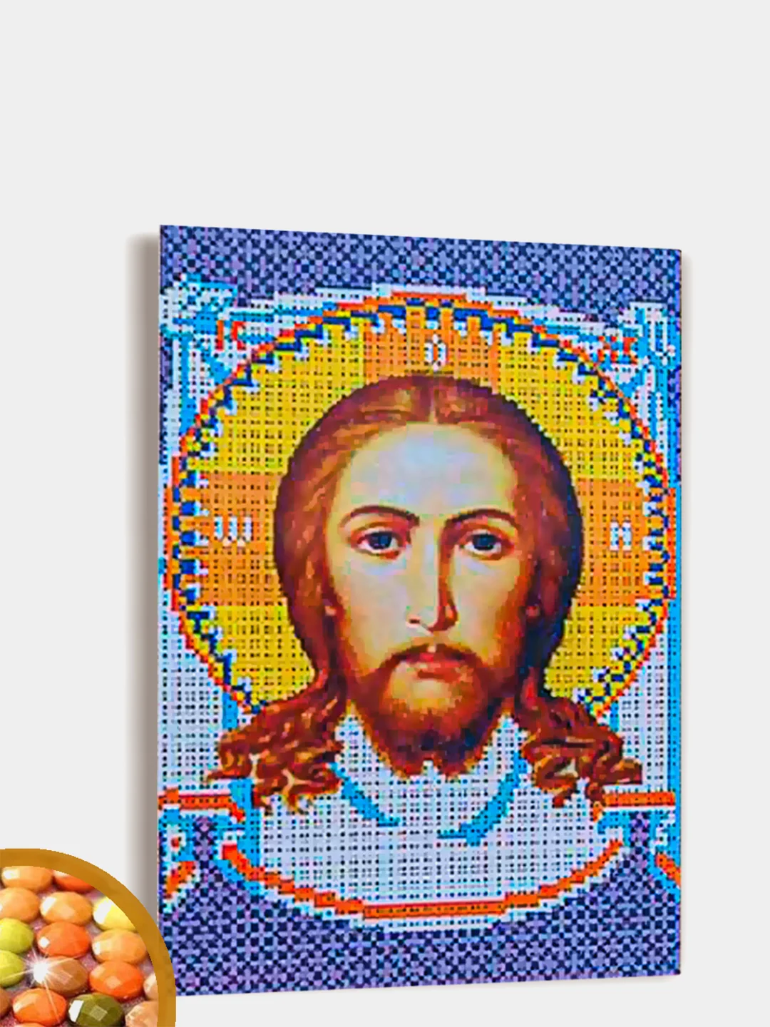 Бордовый алмазная мозаика-икона "Иисус Христос"