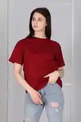 Бордовый футболка женская оверсайз Хоум Стайл, 2095Ф
